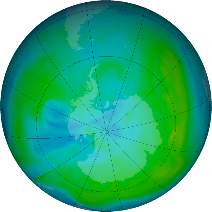 Antarctic ozone map for 01 January 2006
